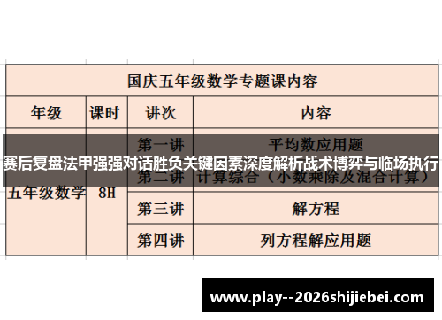 赛后复盘法甲强强对话胜负关键因素深度解析战术博弈与临场执行 赛后复盘法甲强强对话胜负关键因素深度解析战术博弈与临场执行